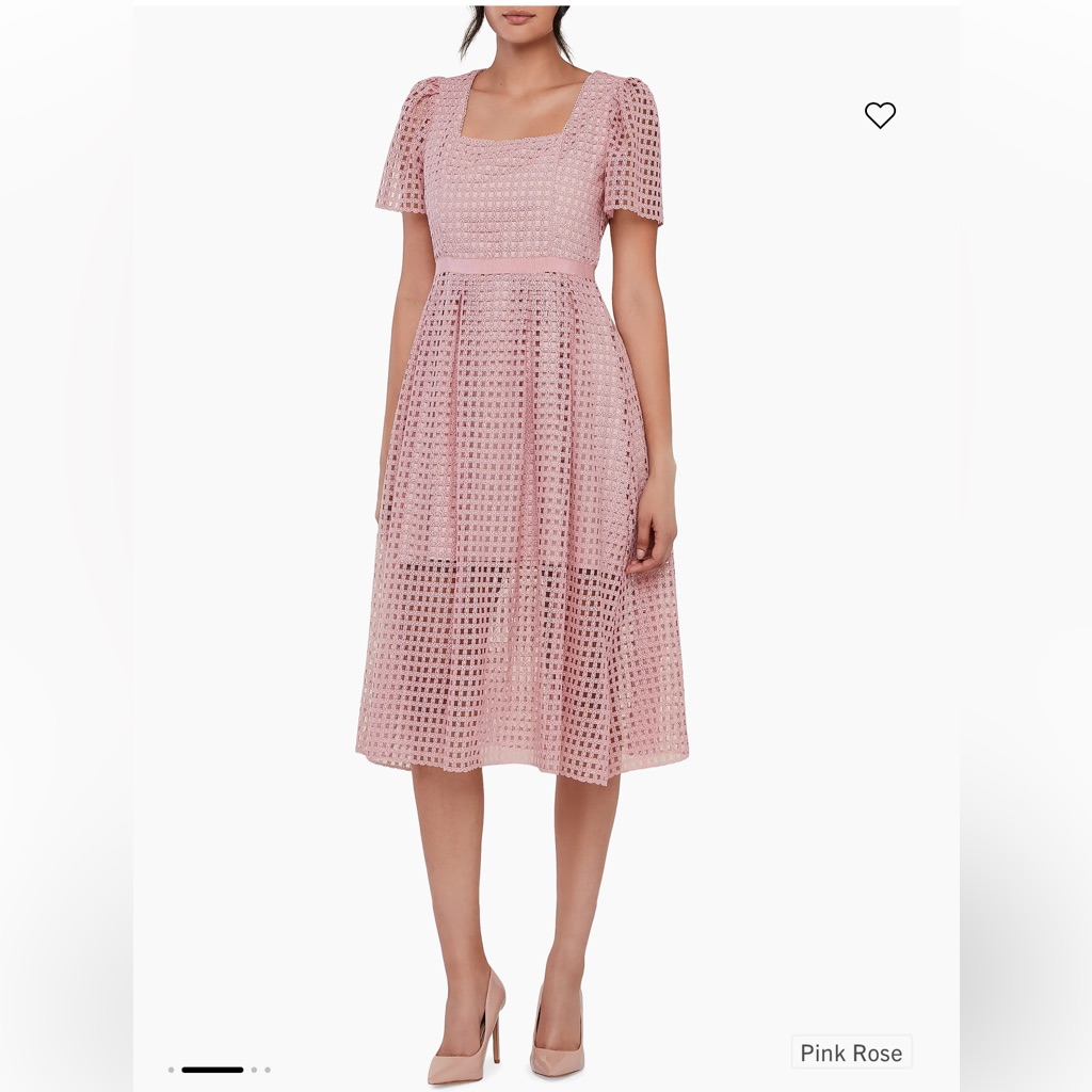 New Rachel Parcell Women’s Pink Lace Midi Dress - Elegant Square Neck Size 4